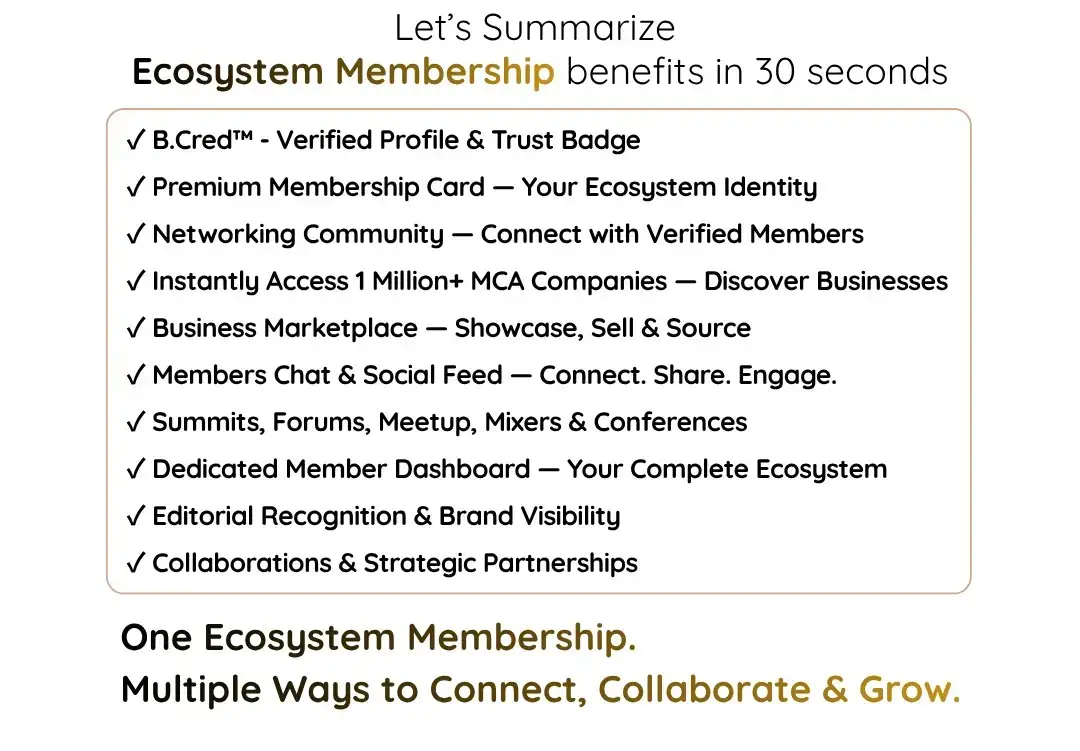 Let's Summarize Ecosystem Membership benefits in 30 seconds