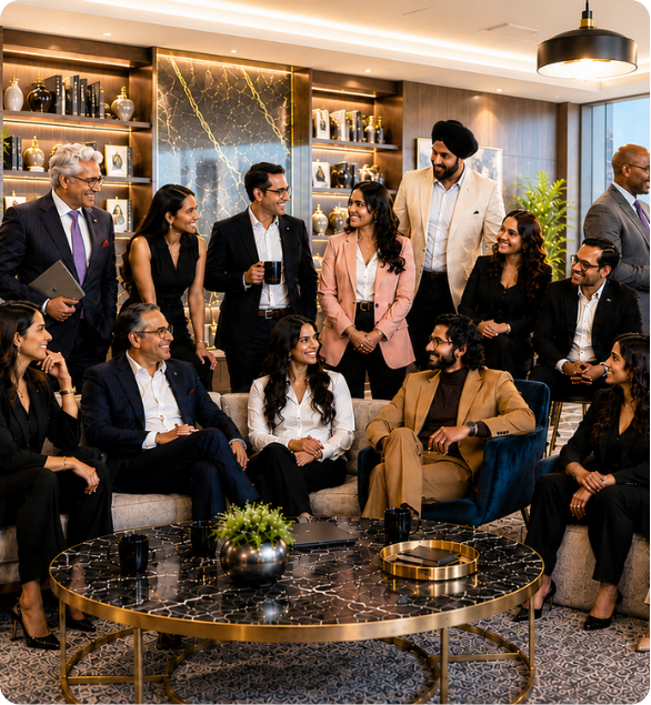 Diverse group of Bharat Business Professionals networking